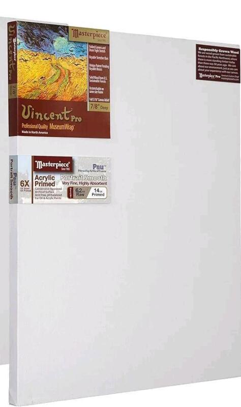 New Masterpiece 30 by 30" Vincent Pro 7/8" Deep Pau Protrait Smooth 14 oz Acrylic Primed Artist Canvas Deep Linen