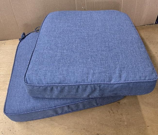 2 As New Hampton Bay Outdoor Seat Cushions 20 by 20", 3.5" Thick Lake Twist Colour