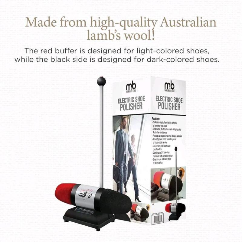 New Moneysworth & Best Dual-Buffer Electric Shoe Polisher Machine for Instant Shine - Lamb&rsquo;s Wool Buffer - 31" - 95-Watt Motor - Voltage 120V/60Hz Retails for $149
