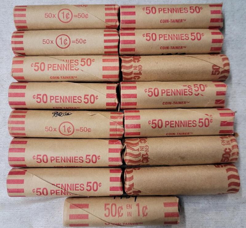 15 Rolls Canadian One Cent Pennies .