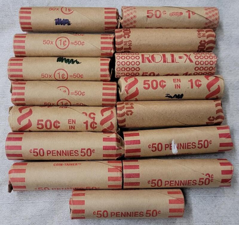 15 Rolls Canadian One Cent Pennies .