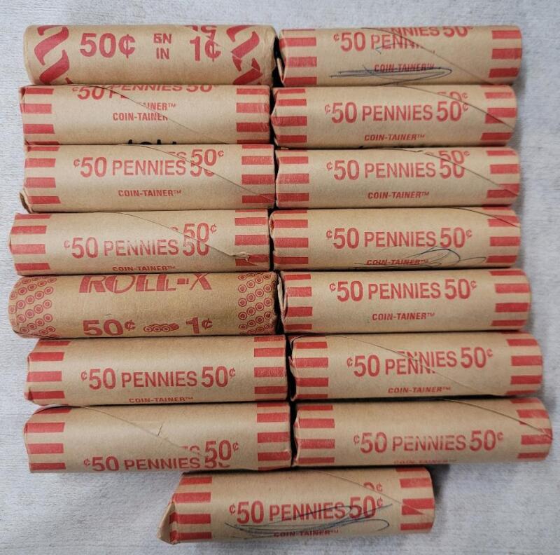 15 Rolls Canadian One Cent Pennies .