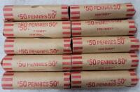 10 Rolls Canadian One Cent Pennies .