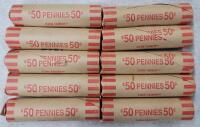 10 Rolls Canadian One Cent Pennies .