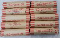 10 Rolls Canadian One Cent Pennies .