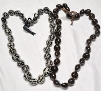 2 HAWAIIAN KUKUI NUTS LEI NECKLACES 32" Long