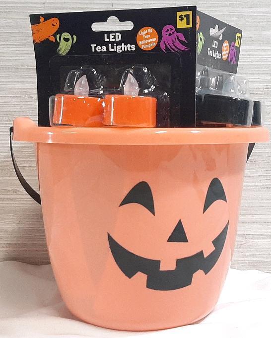 Lot of 12 New LED Tea Light Sets & Candy Bucket