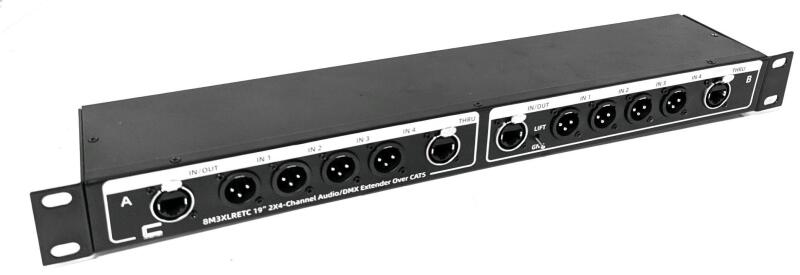 New COLUBER CABLE 8M3XLRETC 19" 2X4-Channel Audio / DMX Extender Over CATS | Retails Over $100