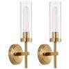 New SANTOSTOCK Set of 2 Gold Wall Sconces, Modern Bathroom Sconces Wall Lighting Vanity Light Fixtures with Clear Glass, Brushed Brass Wall Mount Lights for Living Room Corridor Mirror Bedroom Stairs | Retails $160!