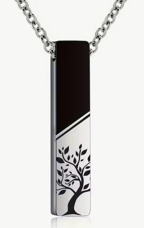 New Cremation Urn Ashes Cube Tree Of Life Necklace Memorial Pendant with Tools Pendant 1.25&rsquo;&rsquo; Chain 21&rsquo;&rsquo; Stock photos added