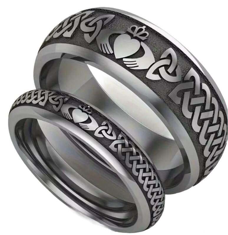 Two Stainless Steel Rings Exquisite Celtic Knot Wedding Band Style Size 11.5 and 10.5