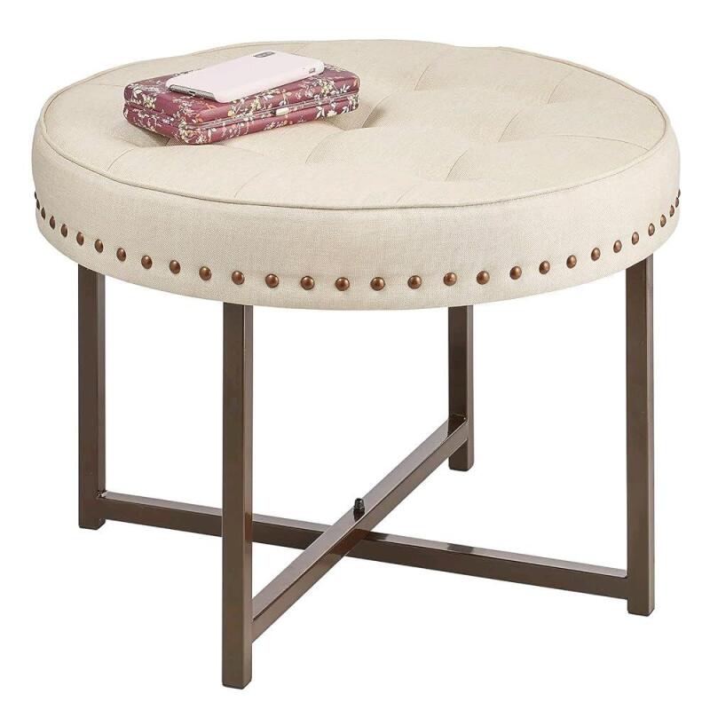 New mDesign Round Padded Stool with Studs. Measures 22.44" diameter x 16.5" high