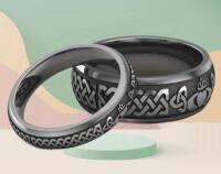 Two Stainless Steel Rings Exquisite Celtic Knot Wedding Band Style Size 12.5 and 9