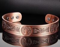 6 Strong Magnets Solid Copper Magnetic Tree of Life Bracelet Open Cuff Bangle with Intricate Celtic Knot Desig 3&rsquo;&rsquo; Diameter 1.5&rsquo;&rsquo; opening Large Wrists