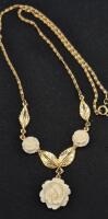 Vintage Carved Celluloid Roses Necklace - 23.5" Long