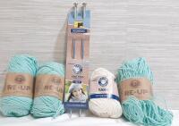 4 New Rolls of Yarn & Pair of Knitting Needles