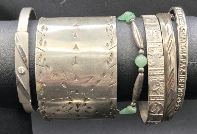 6 Vintage & Modern Bracelets - Cuff, Bangle +