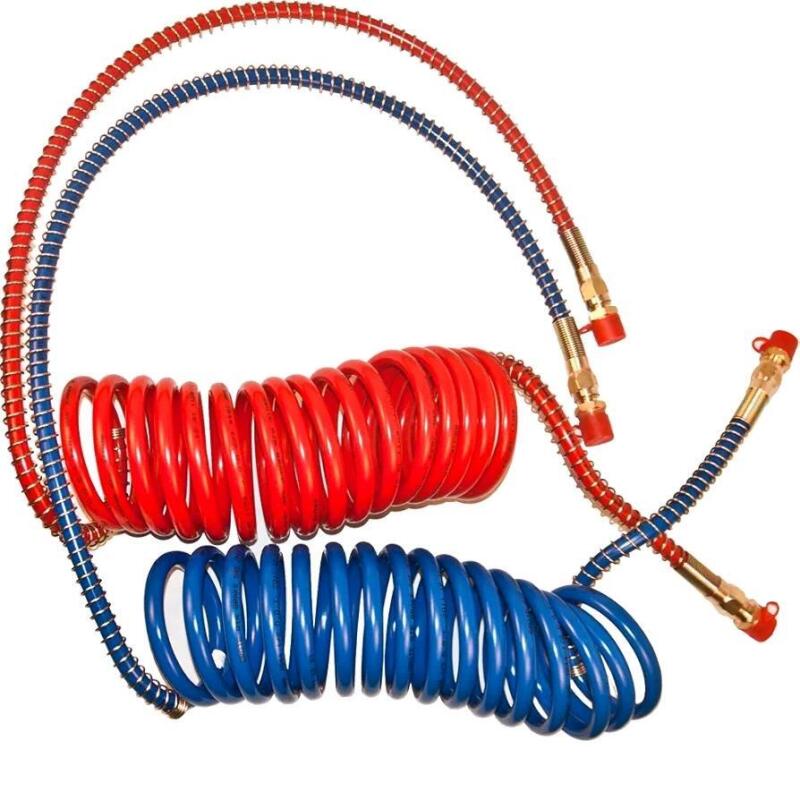 New - Grote Coiled Air Set w/12" & 40" Leads & 15ft Length , Red & Blue Hose . Part # 81-0015-4C