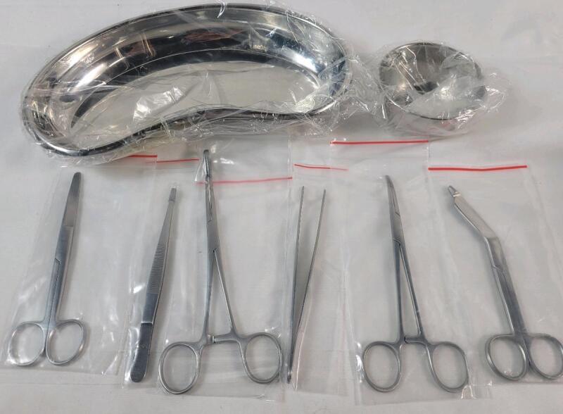New - 8pc. Stainless Steel Basic Minor Surgery Surgical Dressing Kit .