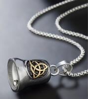 Retro Celtic Knot Bell Pendant For Men & Women Rider Bell Necklace Stainless Steel Working clapper Pendant approximately 1.25&rsquo;&rsquo; Chain 22&rsquo;&rsquo;