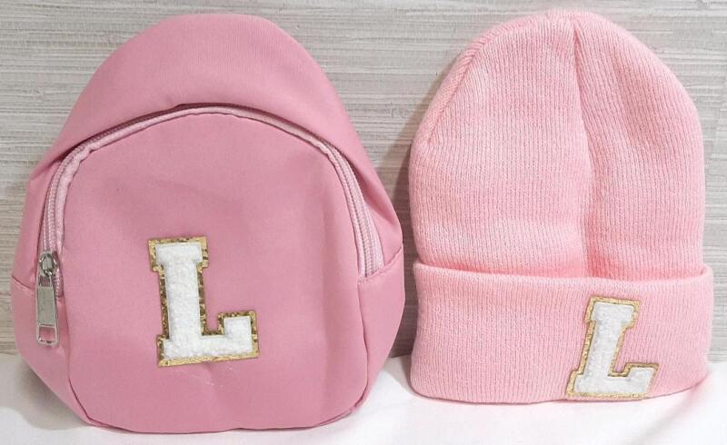 New Pink Mini Bag & Beanie w/ L Embroider