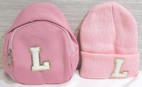 New Pink Mini Bag & Beanie w/ L Embroider