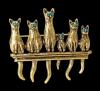 Whimsical Six Little Cat Brooch with Emerald Rhinestone Gemstone Eyes approximately 1.5 x 1.75&rsquo;&rsquo; Back Bale for Pendant Stock showing model - 3
