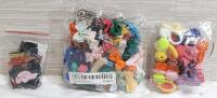 Lot of Croc-Style Charms, Paper Miniature Bows & Fuzzy Ball Rings