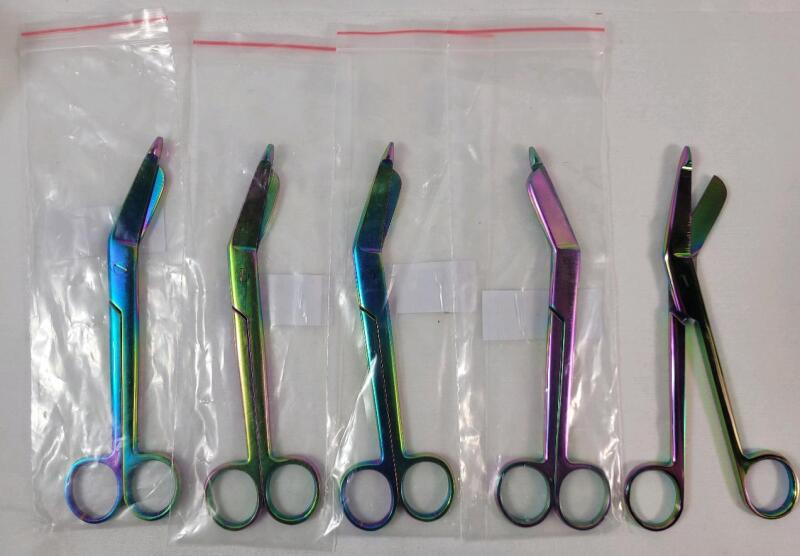 5 New Multi-Color Rainbow First-Aid / Nursing Bandage Scissors , 7 &frac14;" Long