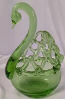 Vintage Glass Swan. No chips or Cracks. 7" Tall