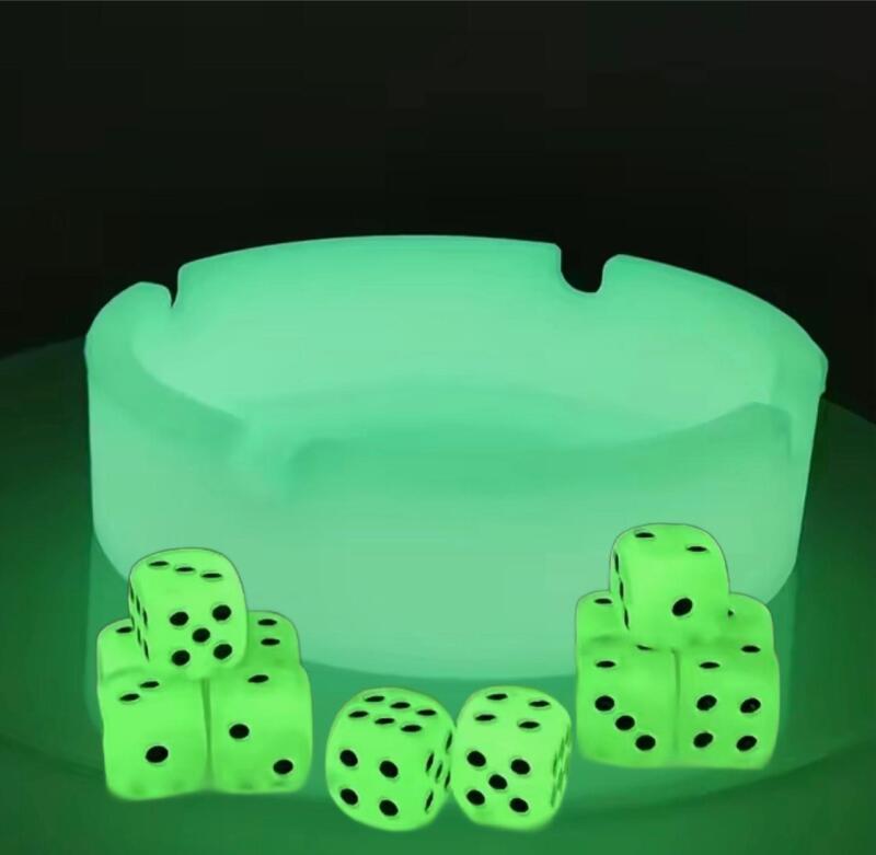New Luminous Ashtray Glow in Dark Premium Rubber Portable Round Design Ashtray / Glow-in-the-Dark Dice Set 6pcs 14mm Acrylic Resin Dices for Nightclubs & Home Games, Durable Tabletop Gaming Accessories