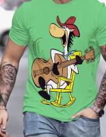 New Size XL Quick Draw McGraw Vibrant Green Men's 3D Printed Graphic T-Shirt Machine Washable Shirt Easy Care Fabric Polyester with Slight Stretch