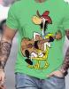 New Size XL Quick Draw McGraw Vibrant Green Men's 3D Printed Graphic T-Shirt Machine Washable Shirt Easy Care Fabric Polyester with Slight Stretch
