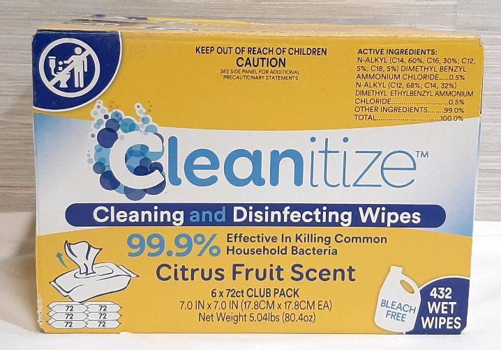 New Box of Cleanitize Disinfectant Wipes, Citrus Fruit Scent