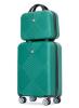 New - Tripcomp 2pc Carry-On Luggage Set . Hardshell Carry-On Suitcase w/Spinner Wheels & Handheld Hardshell Carry-On Bag , Dark Green .