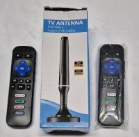 As New Portable TV Antenna & 2 Remote Controls for Roku TV