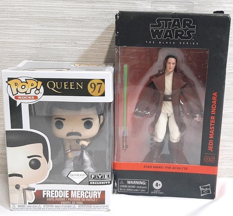 New In Box Freddie Mercury Funko Pop Vinyl Figure & Star Wars: The Acolyte Jedi Master Indara Figure