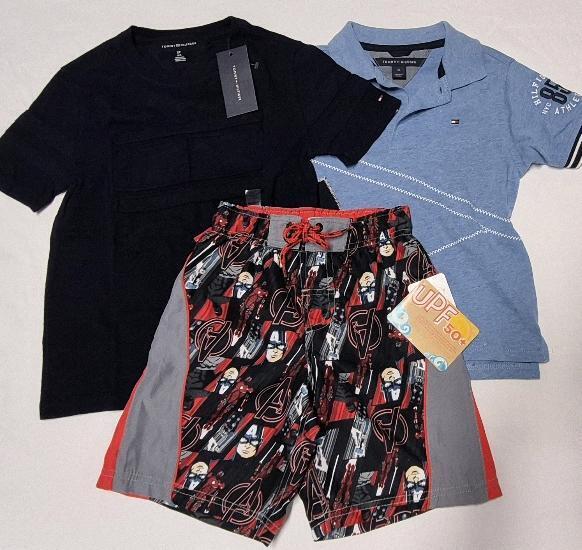 As New & New with Tags Sz 3T, 4 & 6/7 Kid's T-shirts & Avengers Swimsuit - Tommy Hilfiger