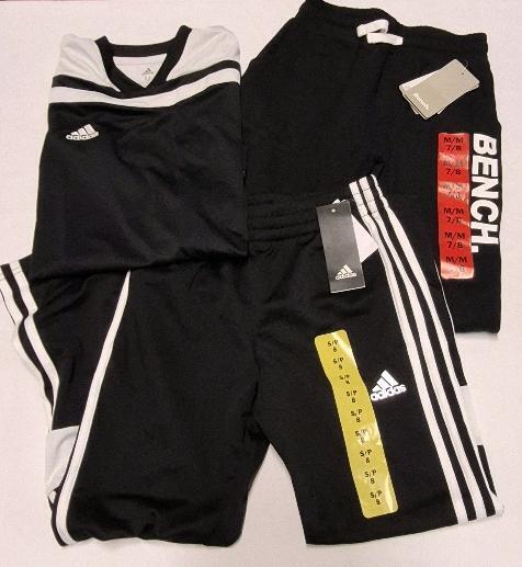 As New & New with Tags sz Medium, 7/8 Youth Adidas Pants & T-shirt and Bench Track Pants