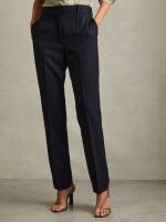 Reiss Hallie Textured Slim Fit Trousers, Navy, Size 10 - Retails for $270.00