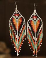 Handcrafted Bohemian Glass Earrings Tassel Fringe Sheppard Pierced Hooks 5&rsquo;&rsquo; Drop Beautiful Colours