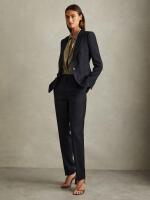 New Reiss Hallie Textured Single-Breasted Suit Blazer in Navy, Size 10 - Retails for $455.00