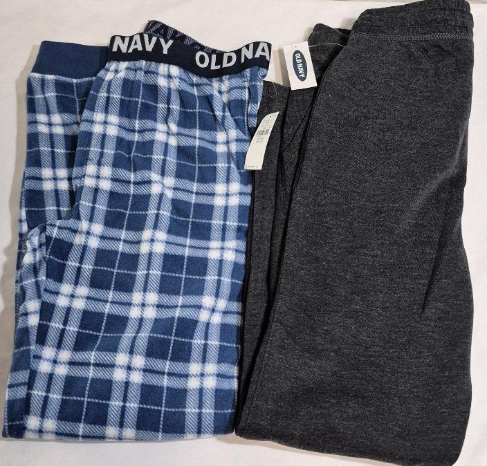 2 New with Tags Sz L (10-12) Youth Old Navy Track Pants & Fleece Lounge Pants