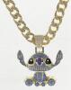 STITCH Rhinestone Studded Pendant Necklace Iced Out Cuban Link Necklace Statement Chain 23&rsquo;&rsquo; Pendant 2.25 x 2&rsquo;&rsquo; Black Enamel Eyes Blue Rhinestone Stitch Clear Stone Necklace - 4