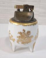 Vintage BIRKS Limoges Porcelain Egg Shape Table Lighter . Made in France. Minor chip on Inside edge