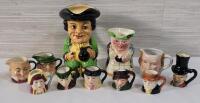 11 Vintage Various Size Toby Mugs . Measures 1 ⅜" to 4 ⅝" tall .