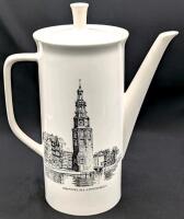 Vintage VILLEROY & BOCH Luxembourg #3 Amsterdam Westertoren / Montelbaanstoren Coffee Pot, 9.5" Tall, Tiny Chips in Lid Rim