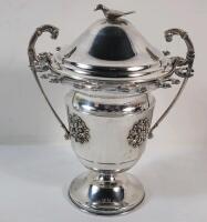Vintage Silver Covered Spooner / Sugar Bowl w/925 Stamped on Base , measures 6 &frac34;" tall . Missing Spoons .