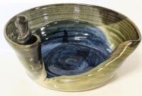 Intriguing Vintage Signed Handmade TERRAKOTTA Sirkka Ik&auml;valko Honkakoski Pomarkku Open-Side Bowl, Possibly A Yarn Bowl? 6.2" Diameter &times; 3.5" Tall, No Chips or Cracks