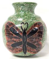 Signed Rodelfo Jimenez Nicaragua Butterfly Pottery Vase, 5" Tall, No Chips or Cracks